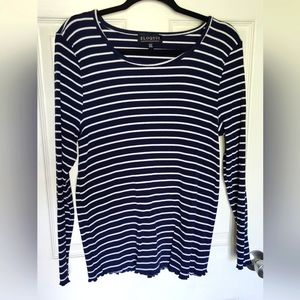 Eloquii Ribbed Long sleeve top Navy white stripes Size 22/24